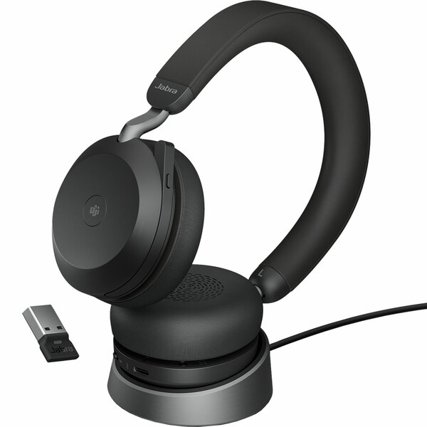 Jabra Evolve2 75 MS Bluetooth Headset for Microsoft Teams, USB-A, Charging Stand - 27599-999-989